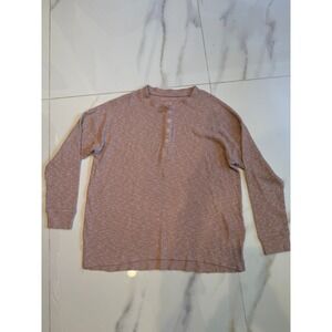 American Eagle Mauve‎ Pink Ribbed Knit Henley Long Sleeve Top Womens Medium
